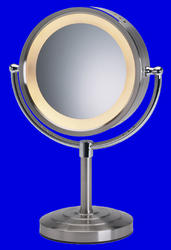 Nickel Lighted Table Top Pedistal MakeUp Mirror