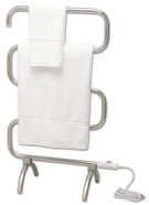 Satin Nickel Heatra Classic Portable Free Standing or Wall Mount Towel Warmer